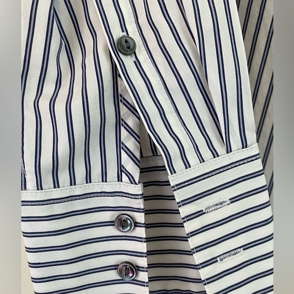 J.Crew The Perfect Shirt Stripe Sequins Collar Navy Sz 6 Cotton Holiday Party - Picture 7 of 13